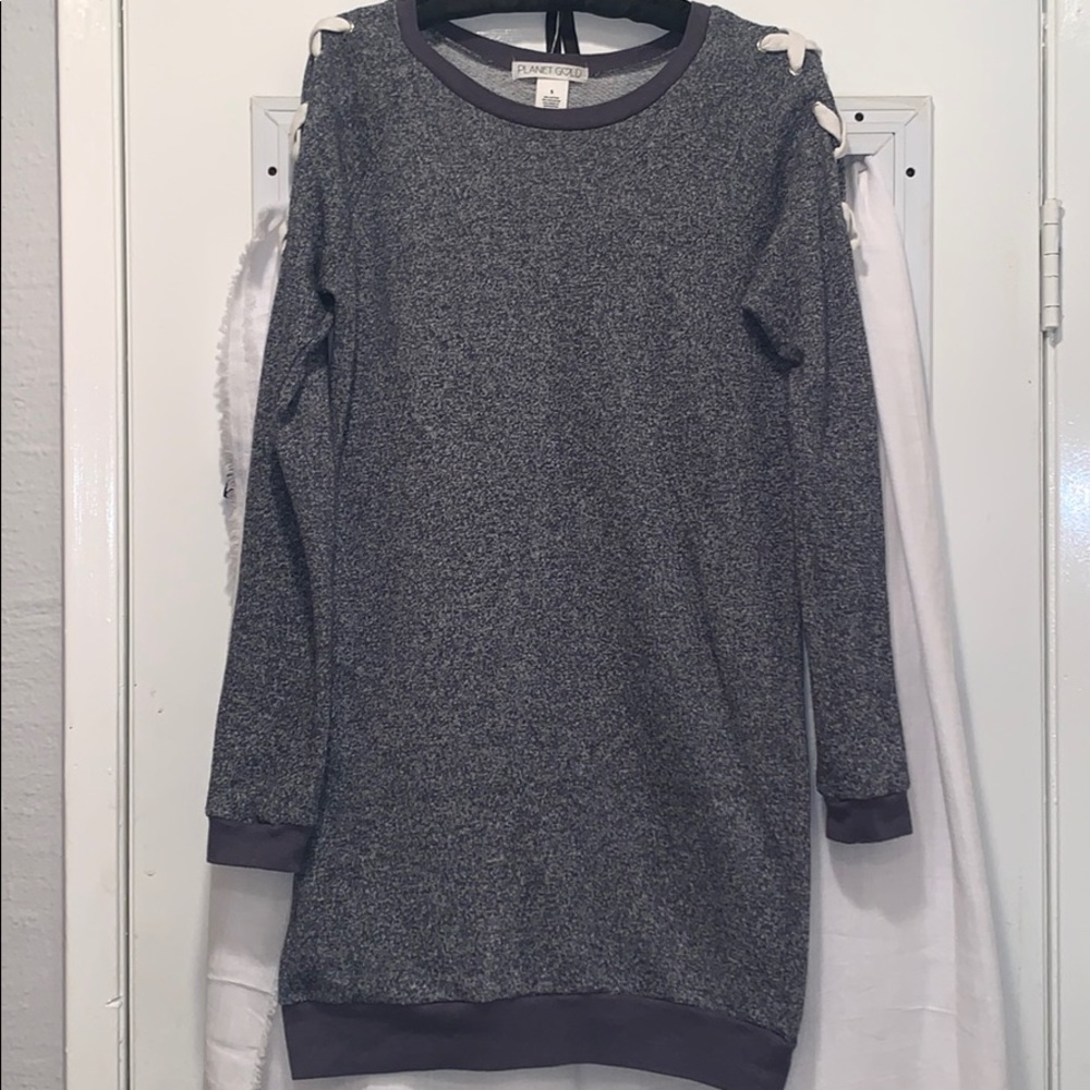 Planet Gold Gray Sweater Dress